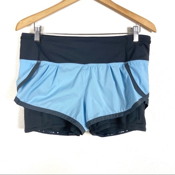 Lululemon Run Speed Squad Shorts Blue Gray‎ Women’s Sz 8 - Picture 1 of 6